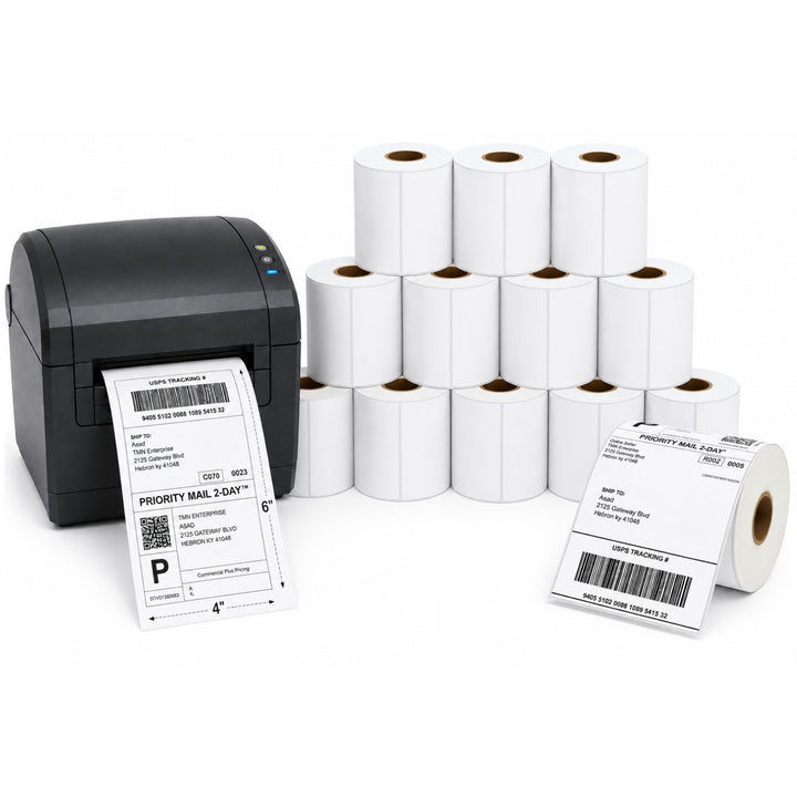 BBliss 4" x 6" Thermal Shipping Labels - 500 Labels Per Roll (12 Packs)