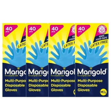 Marigold Multi-Purpose Disposable Gloves - 4-Pack of 40 Gloves Each