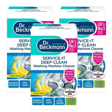 Dr. Beckmann Service-it Deep Clean Washing Machine Cleaner - 250g | 3 Pack | Eliminates 99.99% of Bacteria & Odors