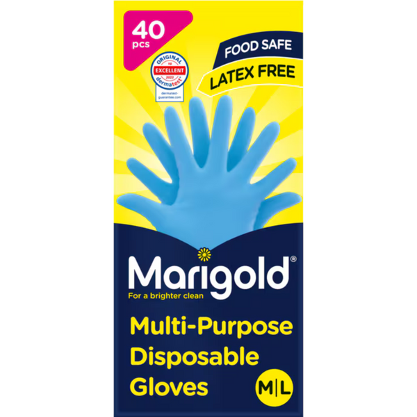 Marigold Multi-Purpose Disposable Gloves - Medium/Large - 40 Gloves