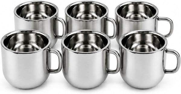 BBliss 350ml Stainless Steel Coffee Mugs Set of 6