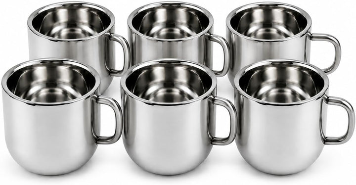 BBliss 350ml Stainless Steel Coffee Mugs Set of 6