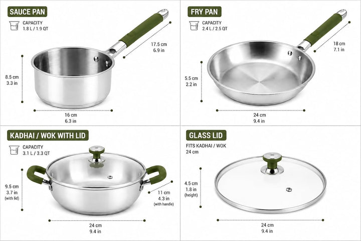 Macware TRY-PRO 4 Stainless Steel Cookware Set