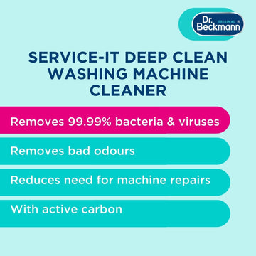 Dr. Beckmann Service-it Deep Clean Washing Machine Cleaner - 250g | 3 Pack | Eliminates 99.99% of Bacteria & Odors