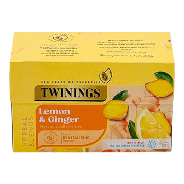 Twinings Lemon & Ginger Tea - 6 Boxes (120 Tea Bags) | Refreshing Citrus & Spice Blend