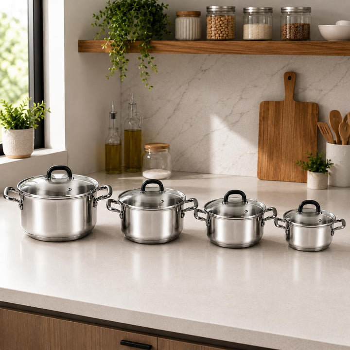 BBliss 4 Piece Stainless Steel Stock Pot Set