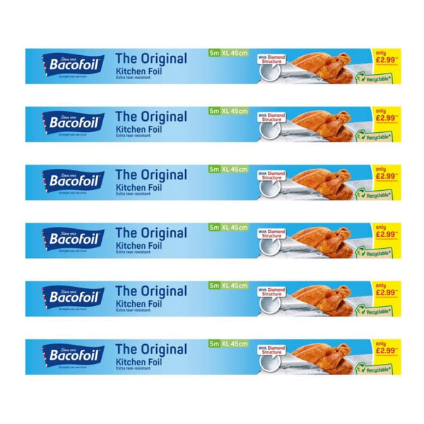 Bacofoil The Original Kitchen Foil Extra Wide - 45cm x 5m (6 Rolls)