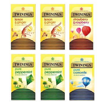 Twinings Herbal Tea Selection | Lemon & Ginger, Peppermint, Camomile, Strawberry & Raspberry | 120 Tea Bags