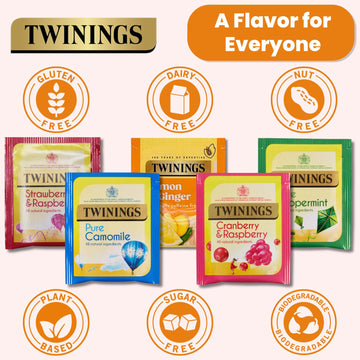 Twinings Herbal Tea Selection | Lemon & Ginger, Peppermint, Camomile, Cranberry & Raspberry, Strawberry & Raspberry | 240 Tea Bags