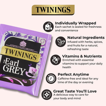 Twinings Earl Grey Perfect Everyday Tea Individually Wrapped Envelopes - 3 Boxes (150 Envelopes)