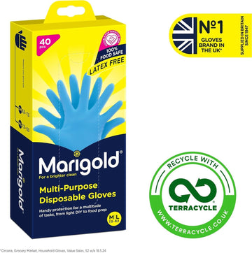 Marigold Multi-Purpose Disposable Gloves - 4-Pack of 40 Gloves Each