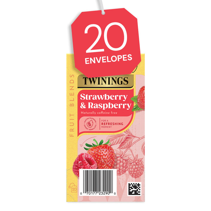 Twinings Strawberry & Raspberry Tea (20 Envelopes) Individually Wrapped Envelopes