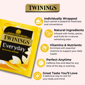 Twinings Everyday Tea Rich & Full Bodied Individually Wrapped Envelopes - 50 Envelopes