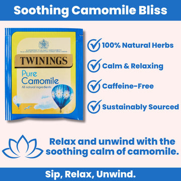 Individually wrapped Twinings Camomile tea envelopes