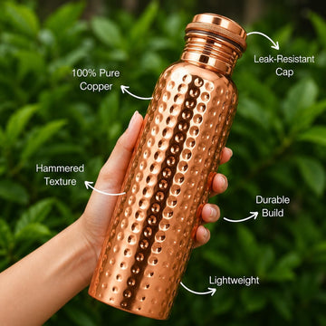 Leak resistant hammered copper bottle