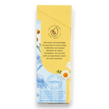 Twinings Pure Camomile tea pack featuring individually sealed envelopes