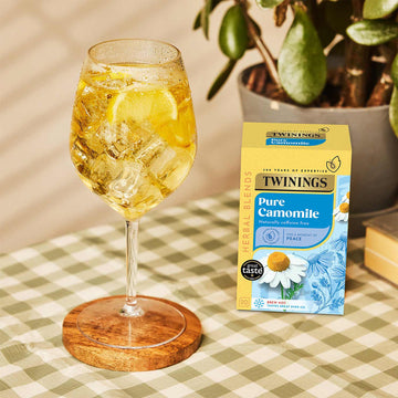 Individually packaged Twinings Pure Camomile tea for easy preparation