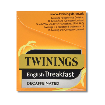 Twinings black tea blend prepared as a decaffeinated English Breakfast variety