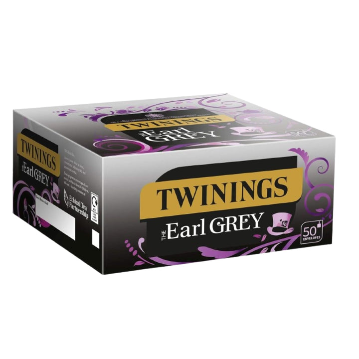 Twinings Earl Grey tea presented in a 50 envelope pack