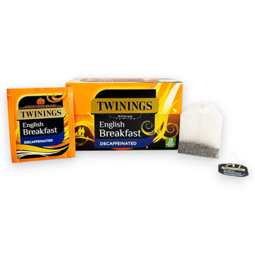Separate Twinings English Breakfast decaffeinated tea packets