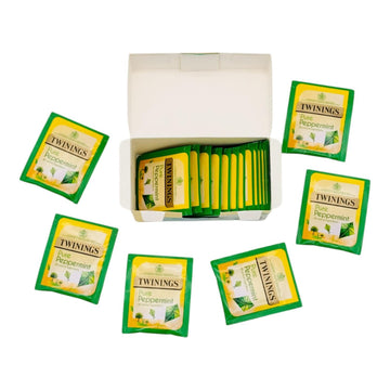 Individual servings of Twinings pure peppermint herbal tea