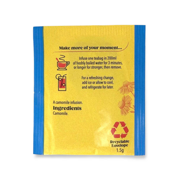 Twinings Pure Camomile tea box with wrapped tea envelopes